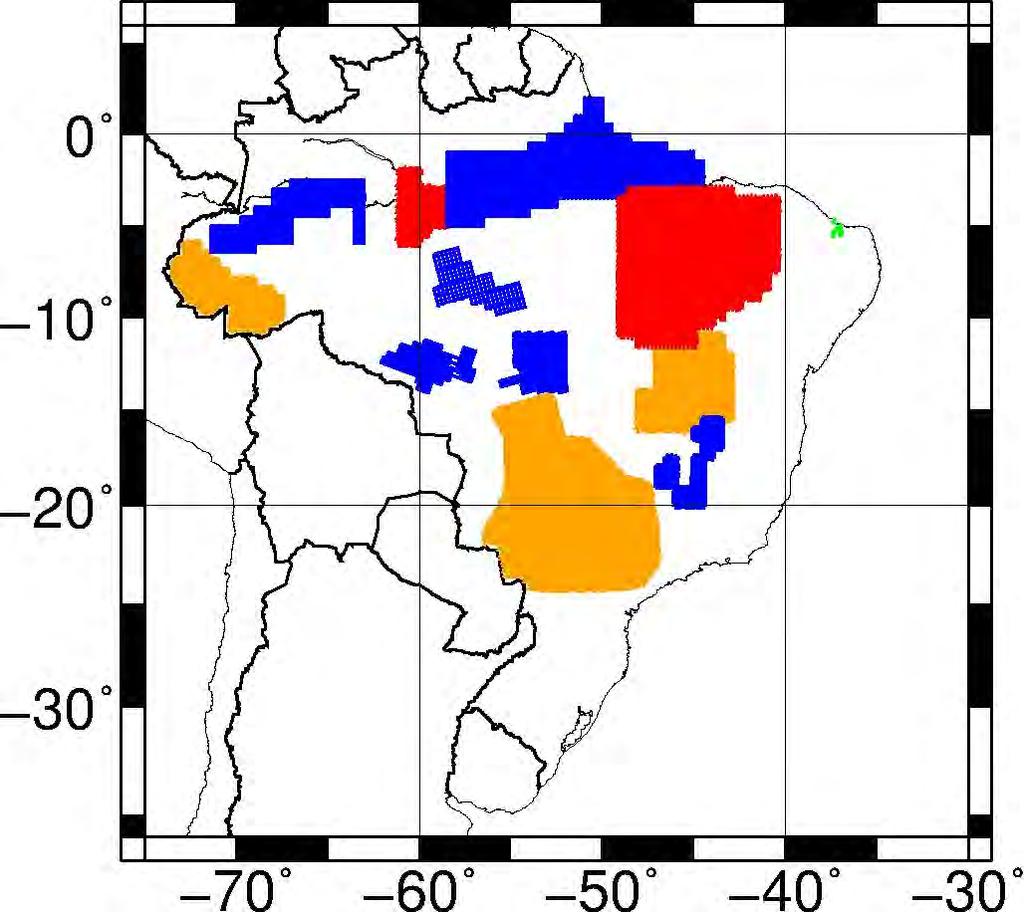 ESFUERZOS RECIENTES EN BRASIL Aero gravedad Los datos transferidos por la ANP para calcular el nuevo modelo de geoide del IBGE Azul no