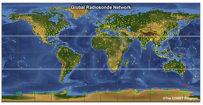 Red global de radiosondas Ubicación de las estaciones de globos