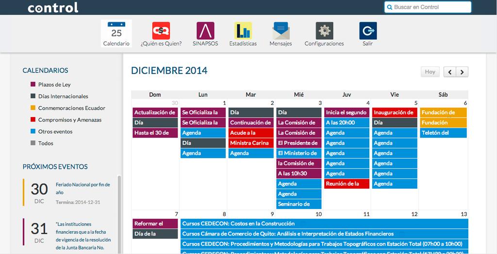 control/calendario CALENDARIO El Calendario anticipa las fechas clave que afectan su actividad.