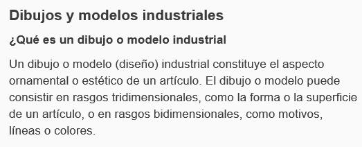 Definición de la OMPI de dibujo industrial.
