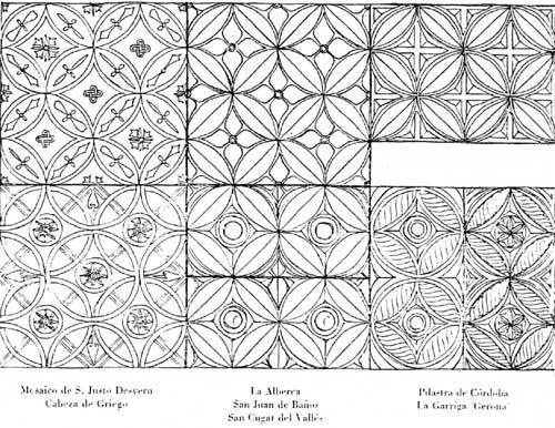 Fig. 61 El tema de los círculos secantes a través de la musivaria y la pintura romana recogido por P.PALOL Capitel corintio de columna.