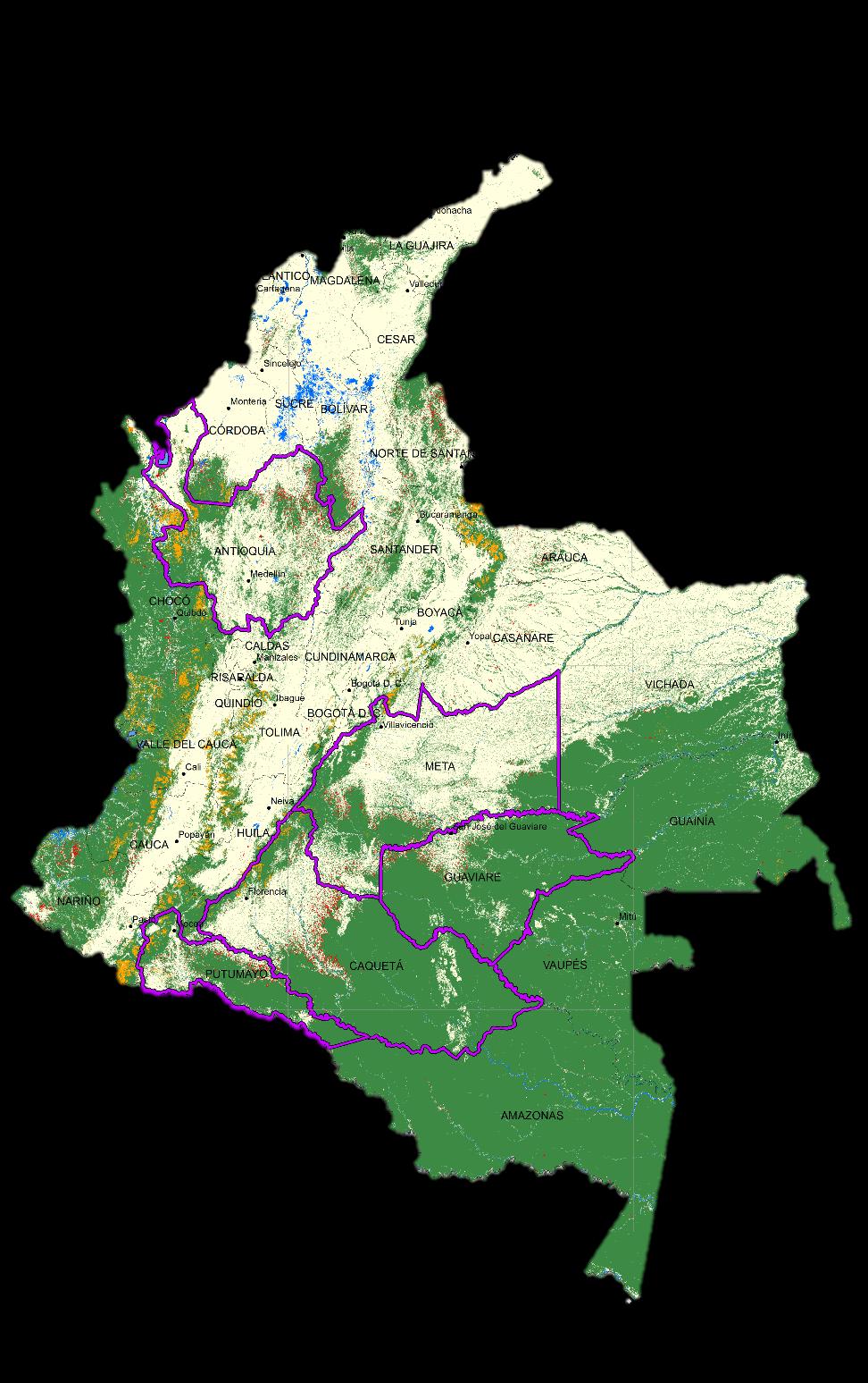 MONITOREO DE DEFORESTACIÓN 2015 Departamentos Deforestación Anual 2015 (ha) % Deforestación Nacional CAQUETA 23,812 19.2 ANTIOQUIA 15,888 12.8 META ** 15,369 12.4 GUAVIARE ** 9,634 7.