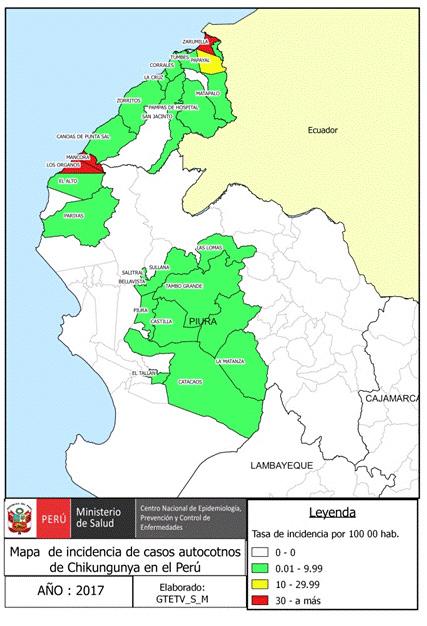 Centro Nacional de Epidemiología, Prevención y Control de Enfermedades Tabla 1. Casos autóctonos de Chikungunya en el Perú.