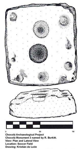 Figura 20. Altar de Chocolá esculpido con perforaciones circulares.
