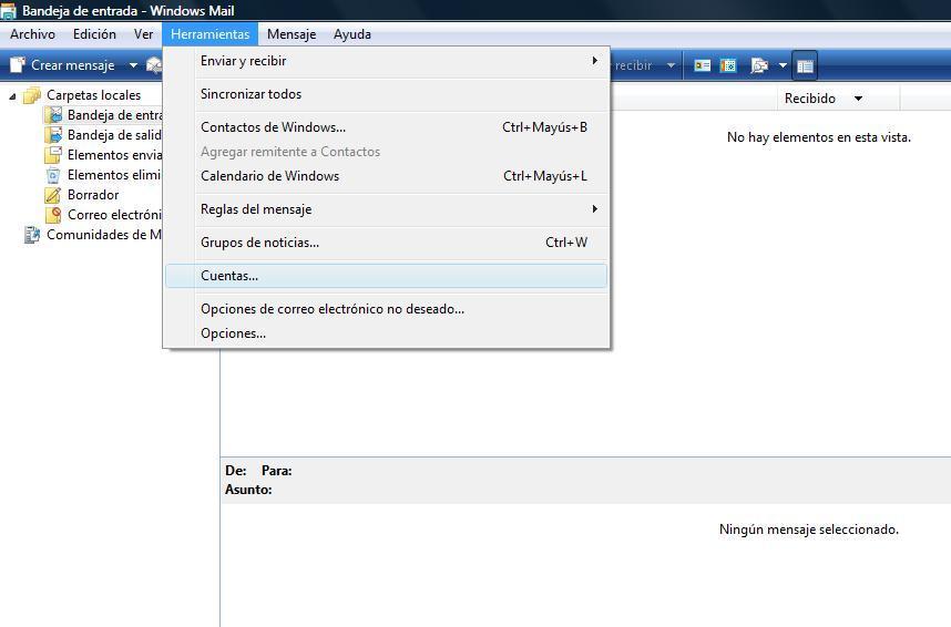 Configuración de cuentas de correo En este documento encontrara la descripción de configuración de cuentas de correo en el Windows Mail (vista). Versión 1.0 2011/03/03.