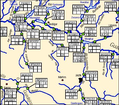 RECURSOS NATURALES: Aguas Superficiales Estaciones de vigilancia fija de la Red ICA Mapa 4 Fuente: Anexo VIII, Plan Hidrológico del Guadalquivir, 1994. 2.