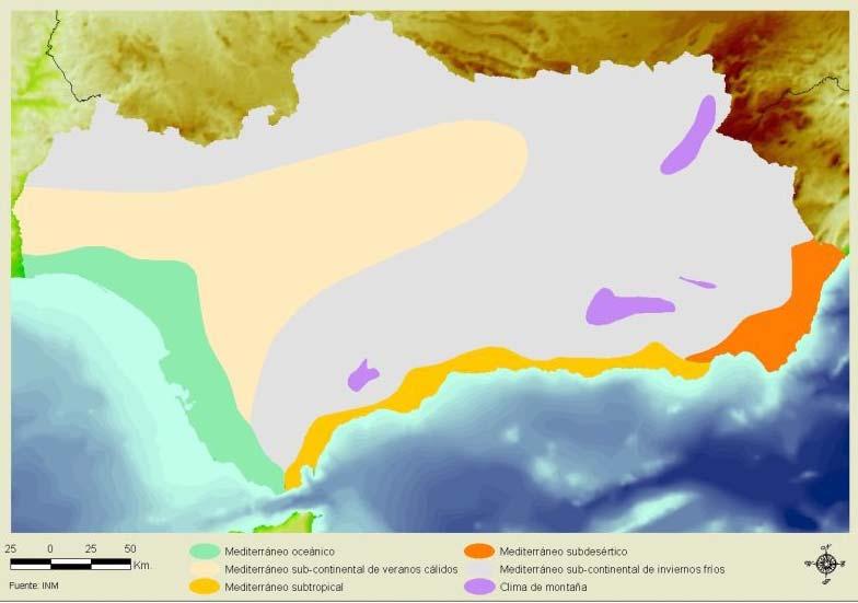Mapa 2. Tipos climáticos en Andalucía.