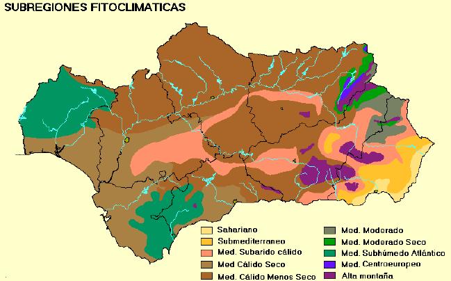Mapa 6: Regiones fitoclimáticas en Andalucía. Fuente: SINAMBA Cª de Medio Ambiente de la Junta de Andalucía. 3.2.2.- Calidad atmosférica.