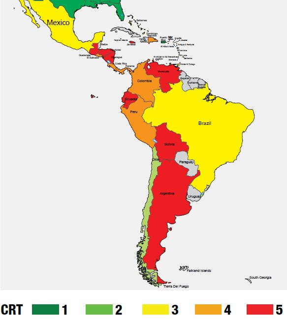 Riesgo País en América Latina Country Country Risk Tier Chile 2 Brasil 3 México 3 Colombia 4 Costa