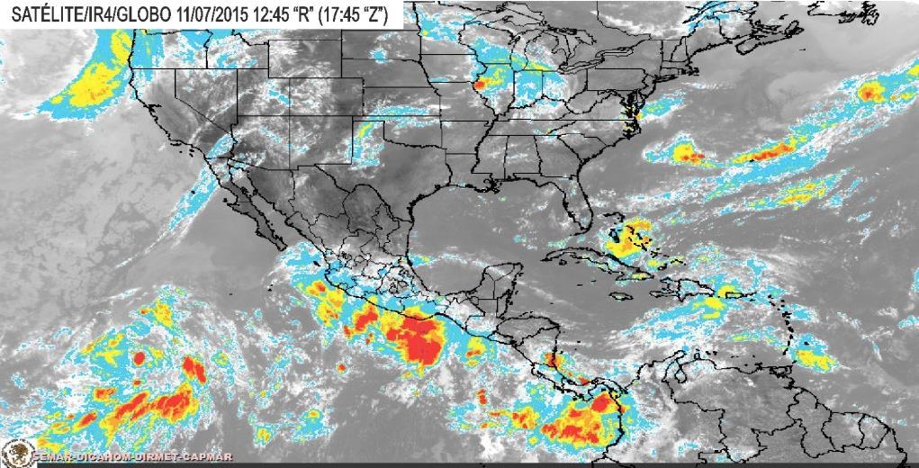 Dolores alcanzó su máxima categoría como Huracán categoría CUATRO (Figura 1). Fig. 1 Huracán Dolores, 15 de julio a las 13:45 horas Z.