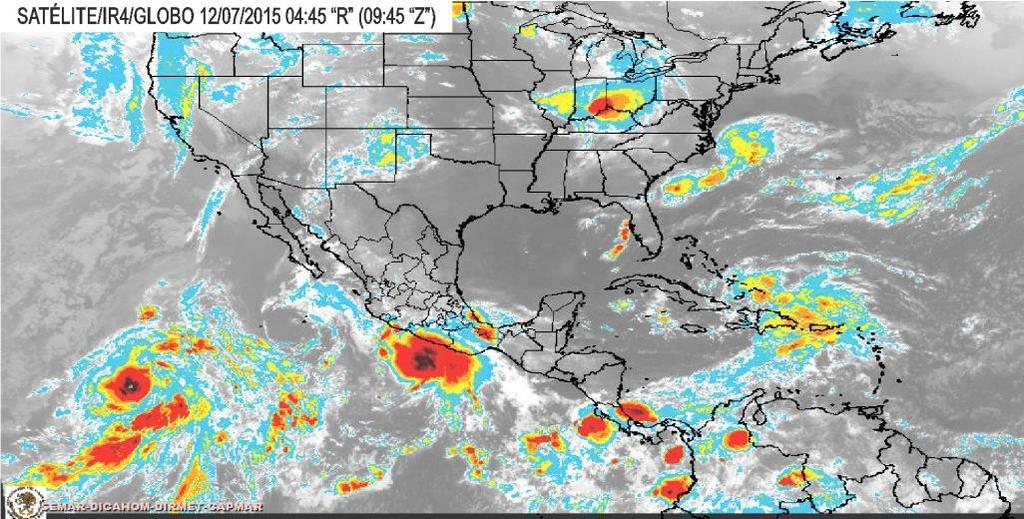El 12 de julio a las 04:00 horas R (09:00 horas Z ), la Depresión Tropical CINCO-E se intensificó Tormenta Tropical, siendo designada como Dolores (Figura 3), localizándose en latitud 14.