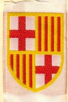 Cataluña en rojo y amarillo. Bordado a mano 1955 BARCELONA.