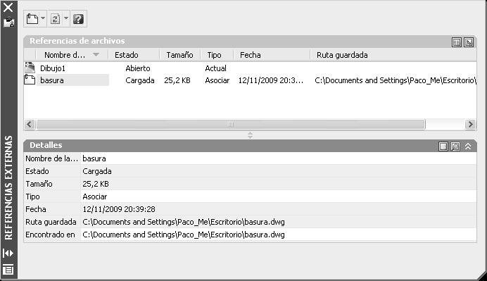 herramientas: Referencias de archivos Enlazar archivo listado de refx sincronizando