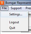 Cambie la configuración en la consola del técnico de soporte de Bomgar Connect Haga clic en Archivo > Configuración en la esquina superior izquierda de la consola para configurar sus preferencias.