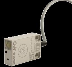 4/5 Productos cúbicos capacitativos Sensor cúbico capacitativo CQ55 Los sensores capacitativos CQ55 se fabrican en carcasa plana de policarbonato con una salida de corriente continua de 4 hilos