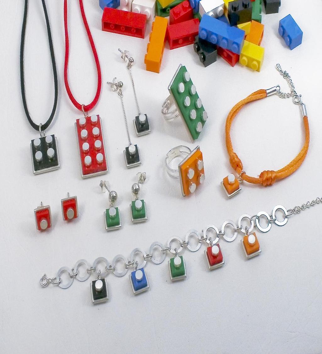 Colección en plata 925. Colección GA_LEGO. realizado en plata y juguete de plastico. Colores disponibles: Negro Rojo Azul Verde naranja, Ref: 0301206 Ref: 0303283 Ref: 0103283 Ref: 1818342.