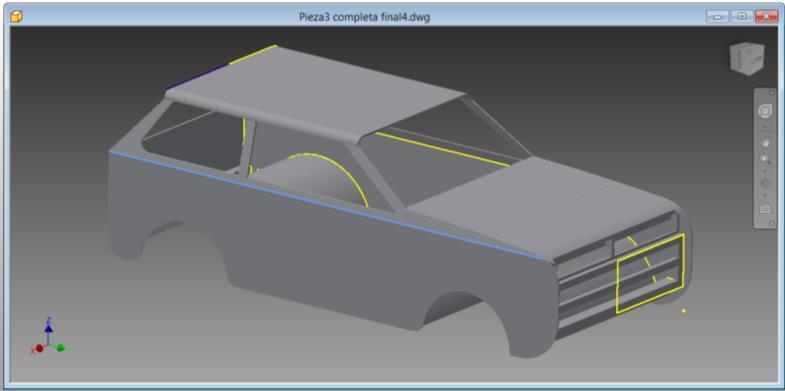 Se modeló una aproximación de la carrocería del vehículo Suzuki Forza 1 en el software Inventor 2014 con el fin de realizar el montaje