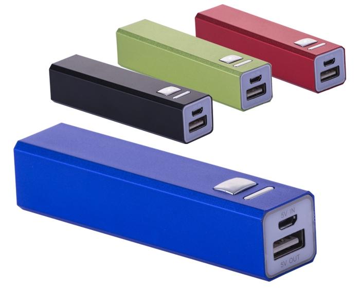 flex Batería Portátil de aluminio con dos entradas laterales para USB.