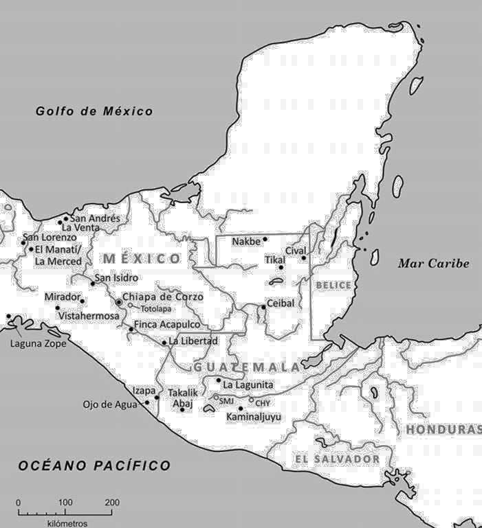 FIGURA 2. Mapa de Mesoamérica indicando los sitios mencionados en el texto.