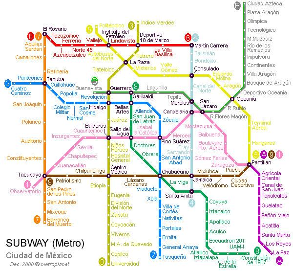 Actividad con el metro de México D.F. Mira este mapa del metro de México D.F. (Ciudad de México) y contesta las siguientes preguntas. Metro map is from http://biophysics.sbg.ac.