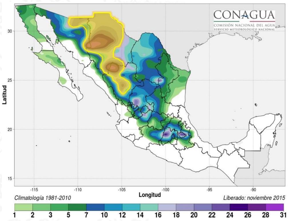 Centros urbanos: Chihuahua y Cd. Juárez (0.8 y 1.3 mi ha.) 200 0 Heating Degree Days (T<15.