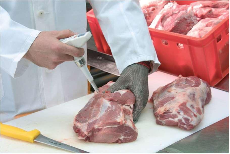 Estamos controlando la temperatura de una partida de carne durante su etapa previa a la venta en el mesón.