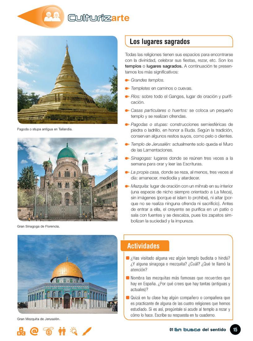 Visualizar los templos de cada religión y explicar las características propias de cada uno, además de aprender cómo se llaman.