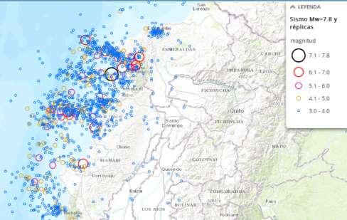 Gráfico 1: Réplicas registradas a partir del sismo del 16 de abril de 2016 Fuente : IG-EPN.