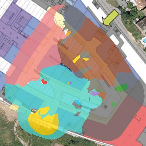 6.2.3.5. COBERTURA DE LOS PUNTOS DE ACCESO La siguiente imagen muestra con diferentes colores, uno por cada punto de acceso, el área que cubre cada punto de acceso que ofrece la red AsCancelas.