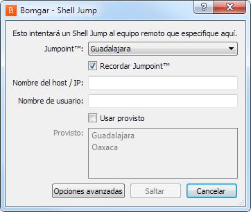 hacer clic con el botón secundario sobre el ícono de la bandeja del sistema Seleccione el Jumpoint mediante el cual desea realizar el Shell Jump.
