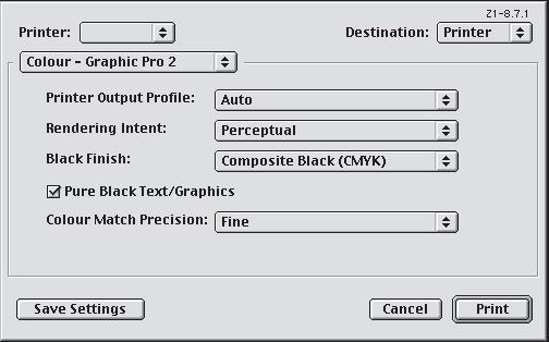 En el menú [Acabado negro], elija el ajuste deseado. MAC OS 9 (COLOR PARA GRÁFICOS) 1. En el menú [Archivo], elija [Imprimir].