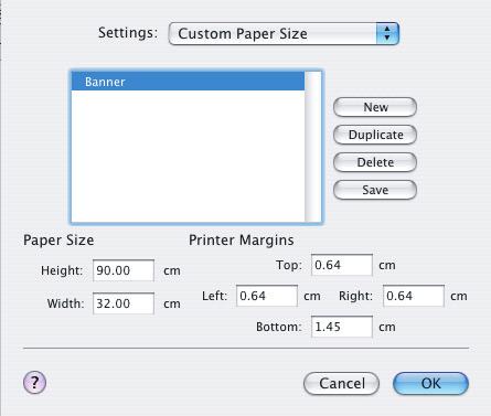 5. Especifique los [márgenes] del papel (4) según sea necesario. 6. Introduzca un [Nombre] (5) para el nuevo tamaño y haga clic en [Aceptar]. MAC OS X 1.