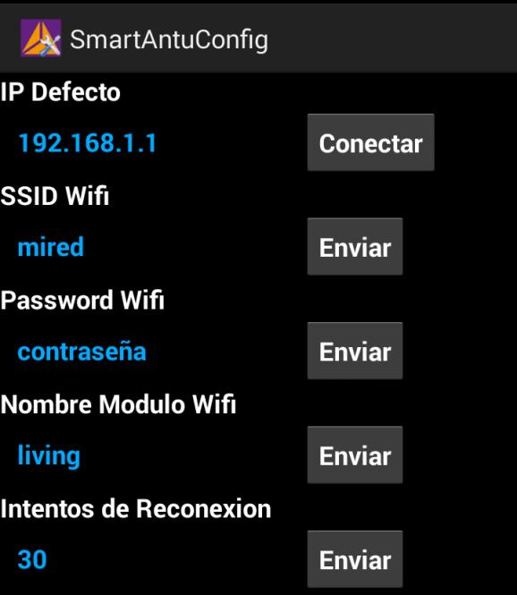 IP Defecto: Ingresar la dirección IP 192.168.1.1 y presione Conectar. SSID WiFi: Ingresar el nombre de la red WiFi del router y presione Enviar.