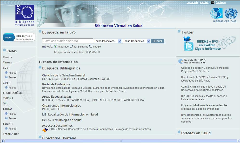 Organización n del portal de la BVS http://regional.bvsalud.
