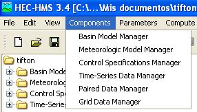 Figura 8. Pantalla de Components donde se accesa la opción de crear un modelo de cuenca vía Basin Model Manager. Figura 9. Pantalla de Basin Model Manager donde se nombra el nuevo modelo de cuenca.