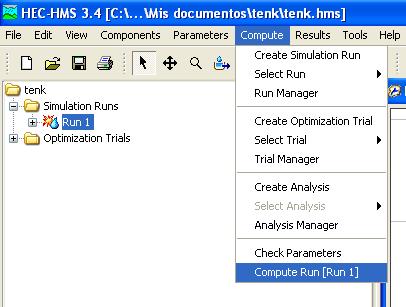 Para calcular la simulación se debe hacer clic en Compute y luego hacer clic en Compute Run al final del menú (Figura 21).