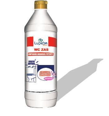 15 envases de 1000 ml. Código L0110240 WC ZAS Limpiador inodoros potente. Para una eficaz limpieza de inodoros y urinarios.