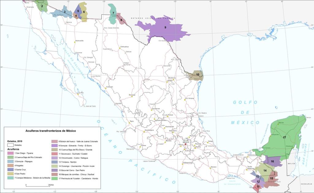 UNESCO/PHI (2008) Identificación de Acuíferos Transfronterizos en México Los