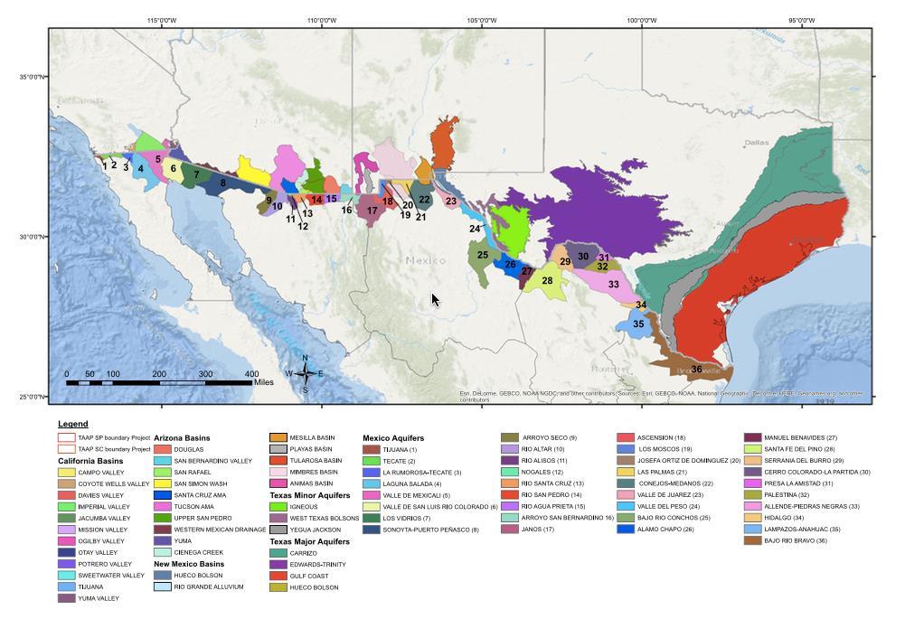 Los acuíferos transfronterizos México- Estados Unidos (2016) Acuíferos administrativos Vs Acuíferos con