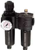 Volumen 40cm3 (filtro/regulador), 50cm3 (lubricador), máxima presión de trabajo 1,2 MPa (12 bar), máxima temperatura de +5º a +60ºC.