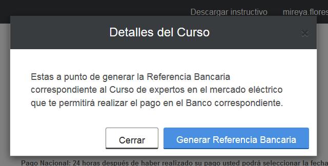 Si quieres continuar con el proceso de generarla da click en el botón Generar Referencia Bancaria.
