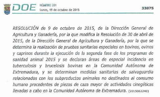 MEDIDAS SANIDAD ANIMAL. Regulación de la retirada de SANDACH en Monterías. Res.