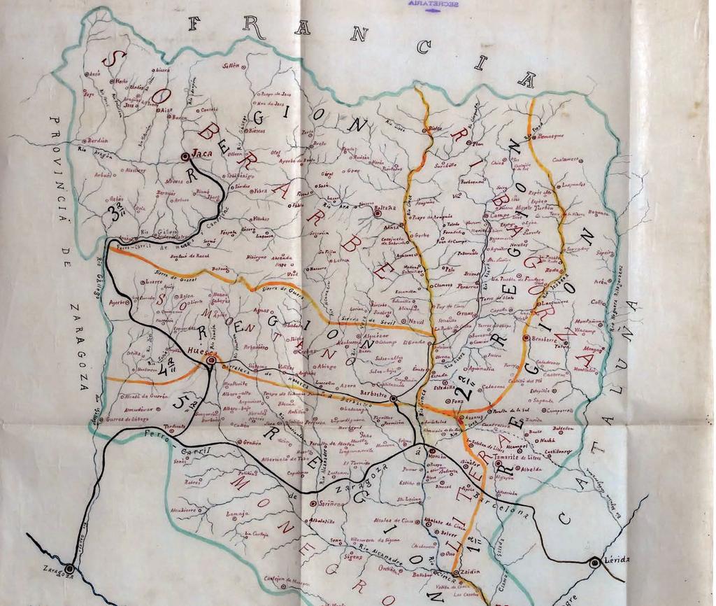 Mapa de Benito Coll (1902) L aragonés ye una lengua romanze, romanica u neolatina, u siga, ye resultau d a transformazión d o latín vulgar parlau en Aragón dende a epoca romana.