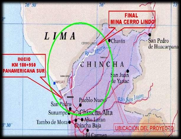 CERRO LINDO: UBICACIÓN Ubicación: Distrito de Chavín, Provincia de Chincha Ica, al SE de Lima. Altitud: 1,820 m.s.n.m. Inicio de Operaciones: 20 de Julio 2007.