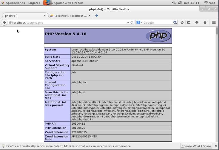 Figura 15: Información de Configuración del PHP. Elaborado por: Liz Bravo y Carlos Carpio, 2015 5.1.4.