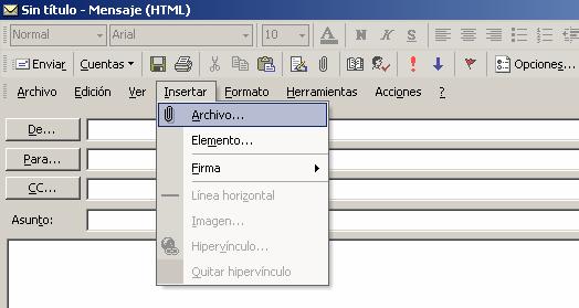 Con Microsoft Outlook también es posible adjuntar cualquier tipo de archivo.
