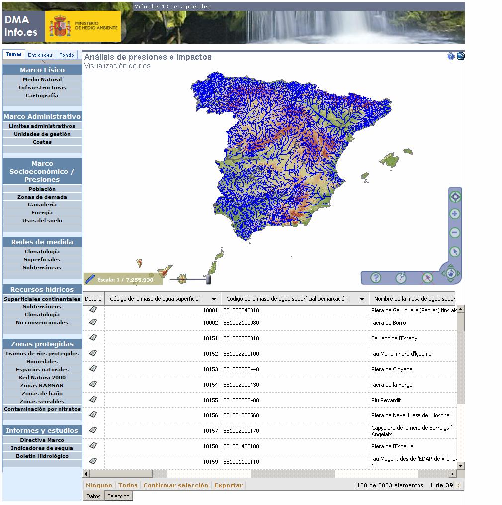 Sistema de información del agua Intranet Web especializada Libro blanco del agua electrónico Visor GIS que permite el