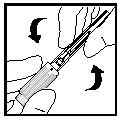 Paso 5: Cómo colocar la aguja en la jeringa 1 La aguja se encuentra dentro de un envase de plástico para mantenerla estéril.