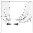 Diagrama 14 8 Retire el capuchón de la aguja extrayéndolo con firmeza de un tirón (véase Diagrama 15).