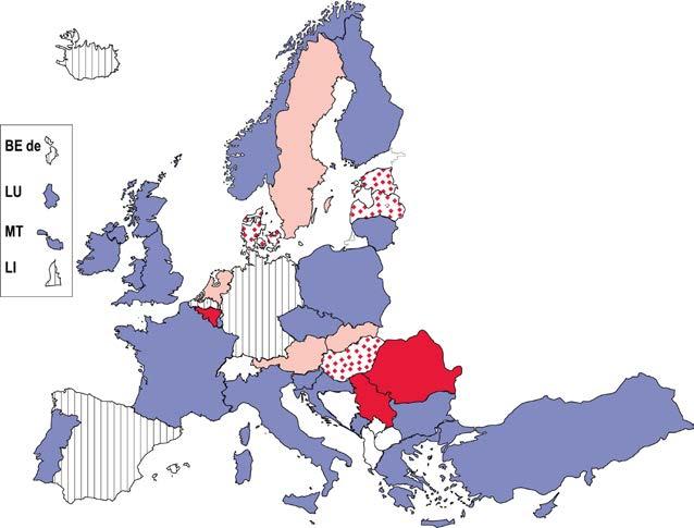 inferior (nivel básico, avanzado)»), Turquía y Montenegro.